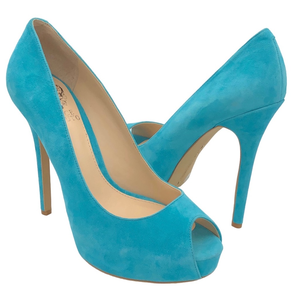 Vince Camuto Aqua Blue Suede Stiletto High Heels Size 7
